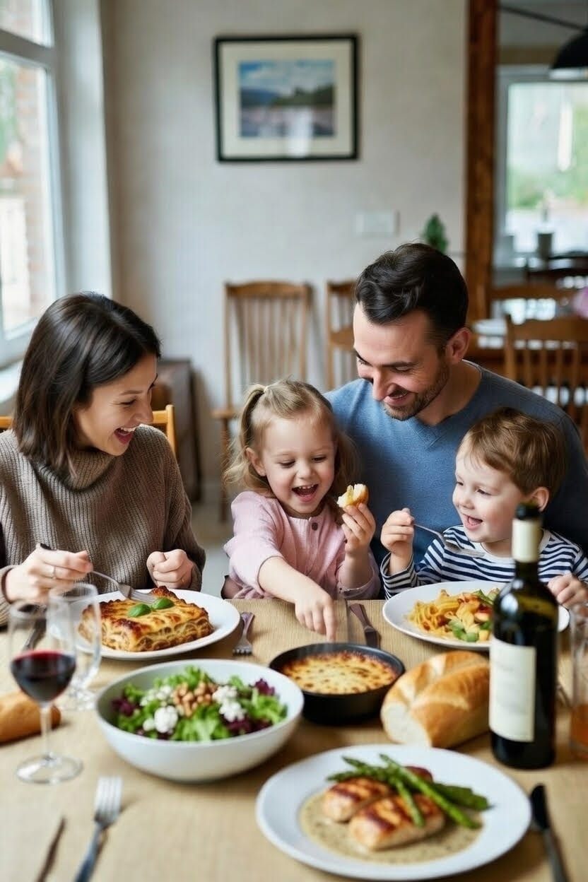 Une famille réunie autour d'un repas maison